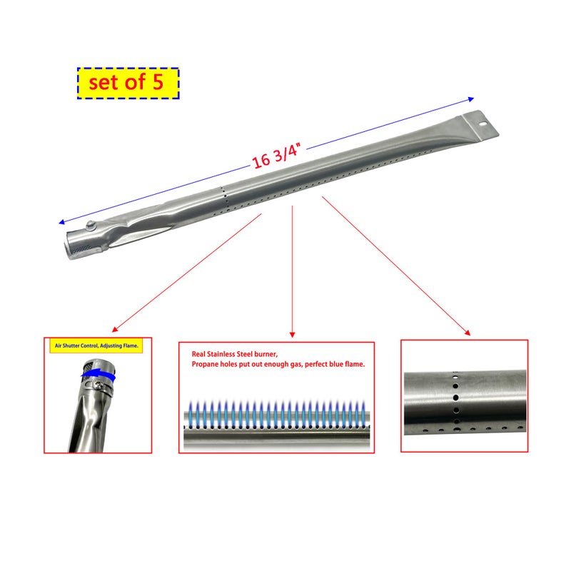 Direct store Parts Kit DG193 Replacement 16 3/4 inch burner and heat plate for Master Forge 5 Burner Gas Grill L3218, 3218LTN Grill Burner, Heat Plate (SS Burner + Porcelain Steel Heat Plate) - Image 4